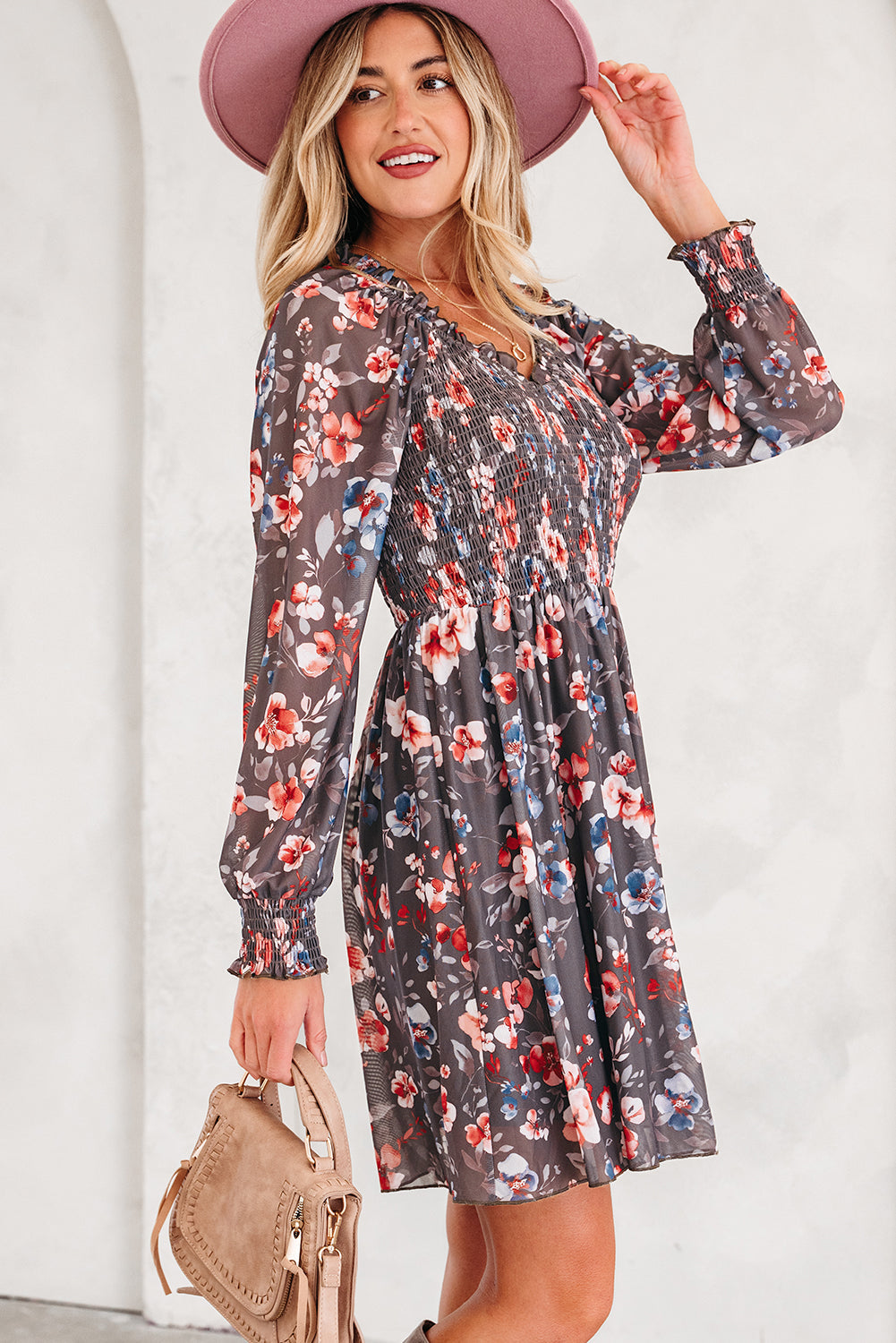 Evajena Long Sleeve Mini Dress-0