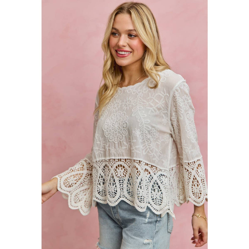 Lyric floral crochet & lace trimmed top