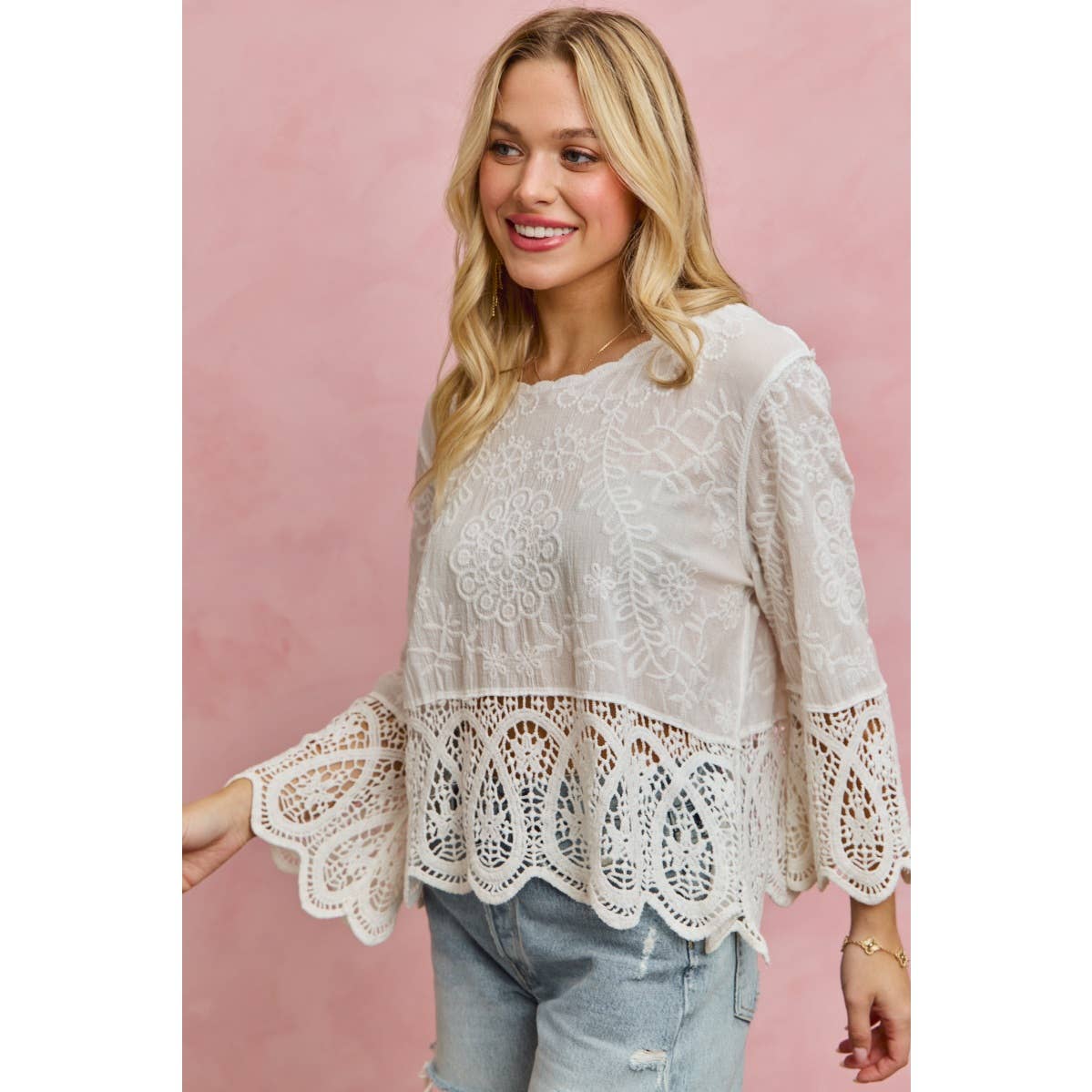 Lyric floral crochet & lace trimmed top