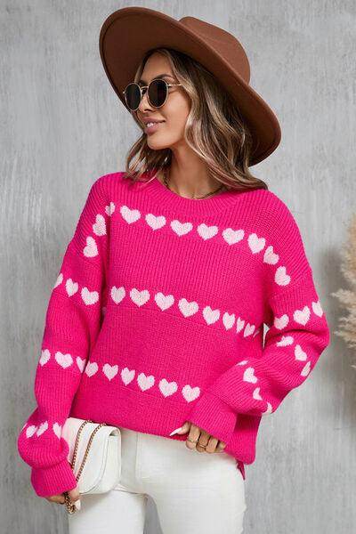 Angel Wings Heart Round Neck Long Sleeve Sweater for Women