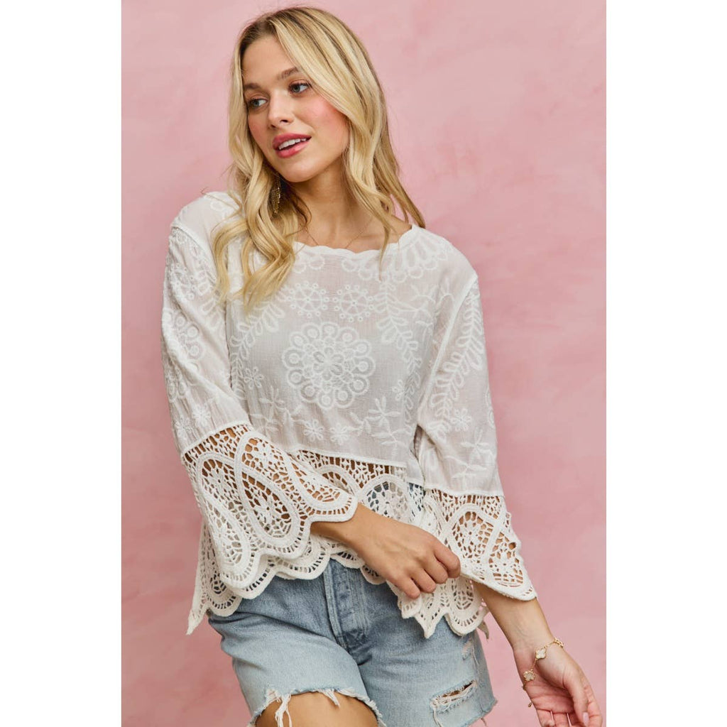 Lyric floral crochet & lace trimmed top