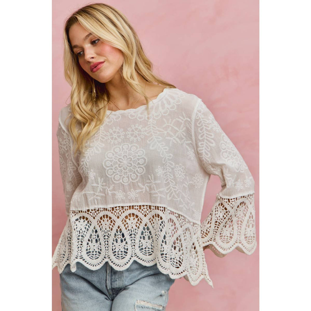 Lyric floral crochet & lace trimmed top