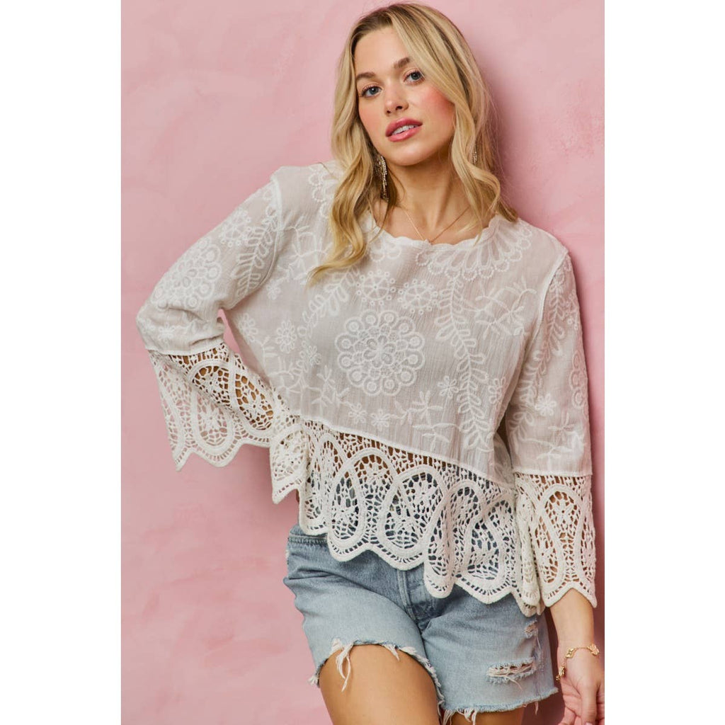 Lyric floral crochet & lace trimmed top