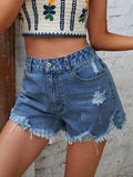 Distressed Raw Hem Denim Shorts for Stylish Summer Wear