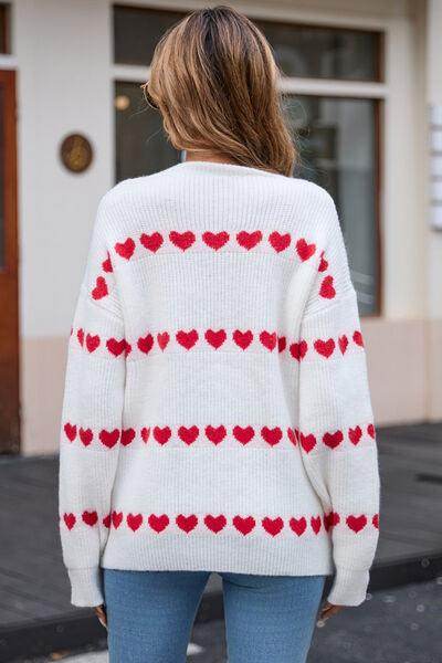 Angel Wings Heart Round Neck Long Sleeve Sweater for Women