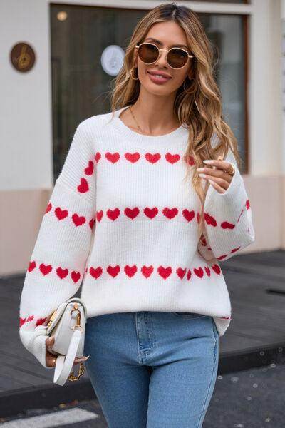 Angel Wings Heart Round Neck Long Sleeve Sweater for Women