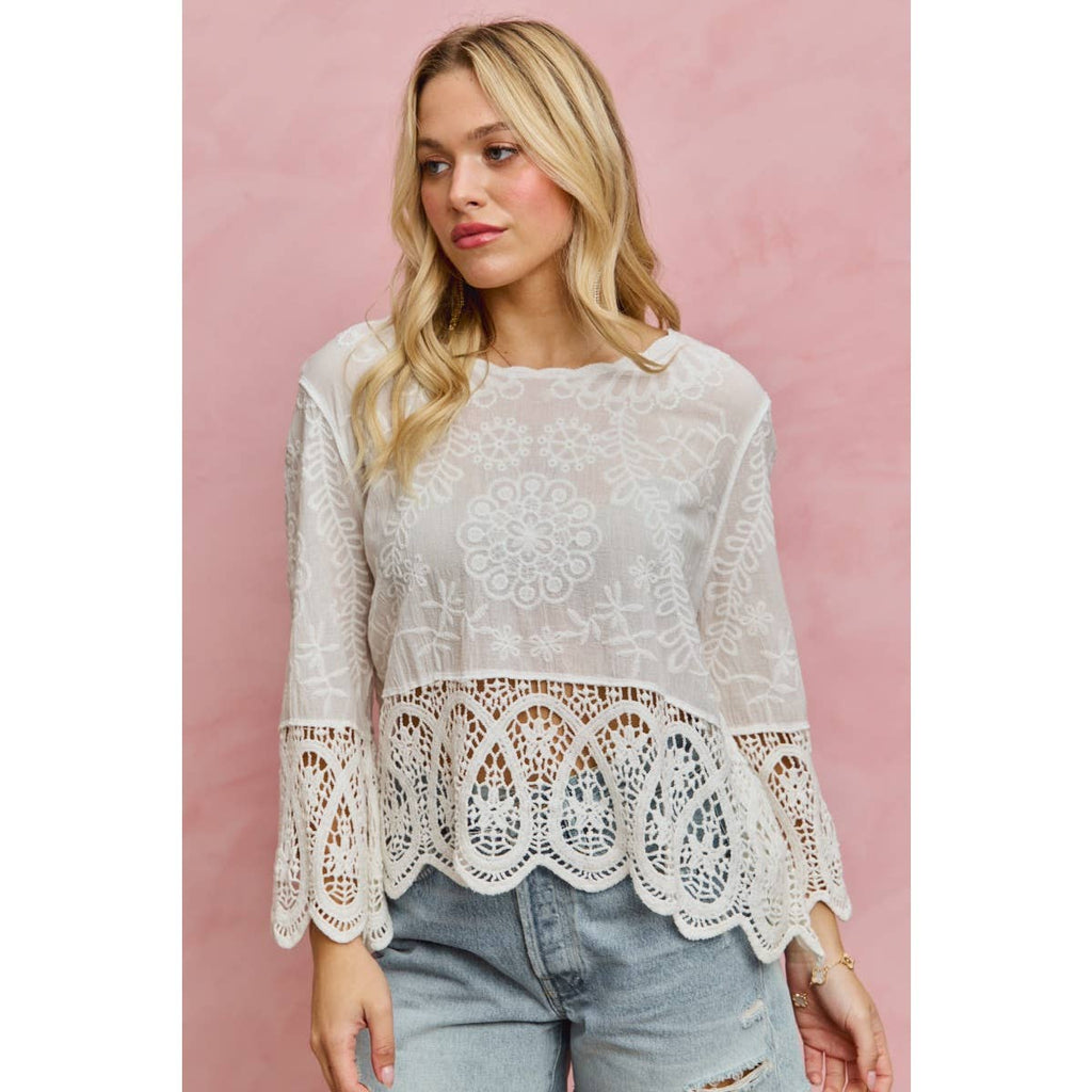 Lyric floral crochet & lace trimmed top