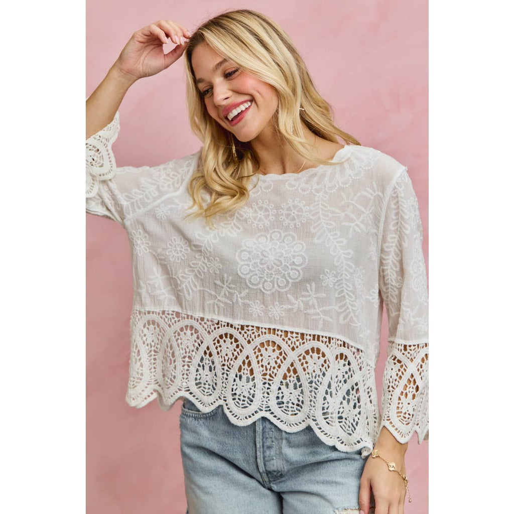 Lyric floral crochet & lace trimmed top