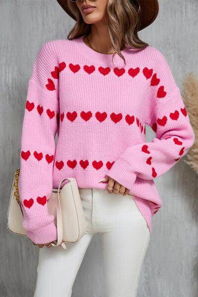 Angel Wings Heart Round Neck Long Sleeve Sweater for Women
