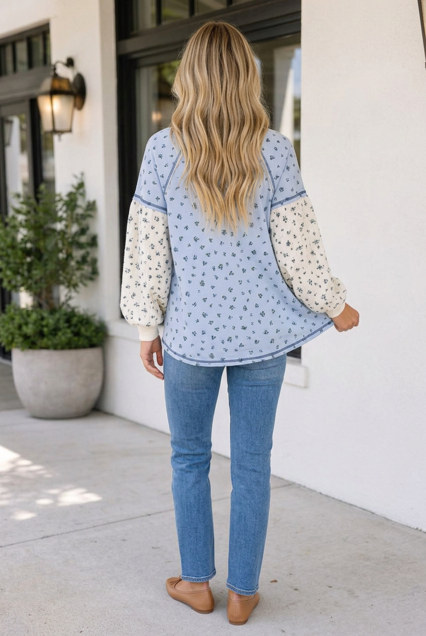 Nathalia Contrast Long Sleeve Tops
