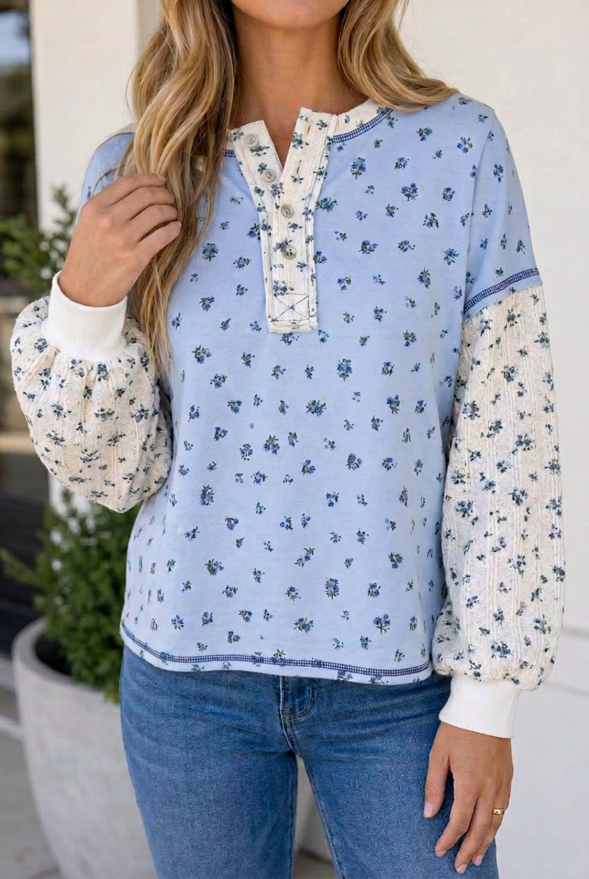 Nathalia Contrast Long Sleeve Tops