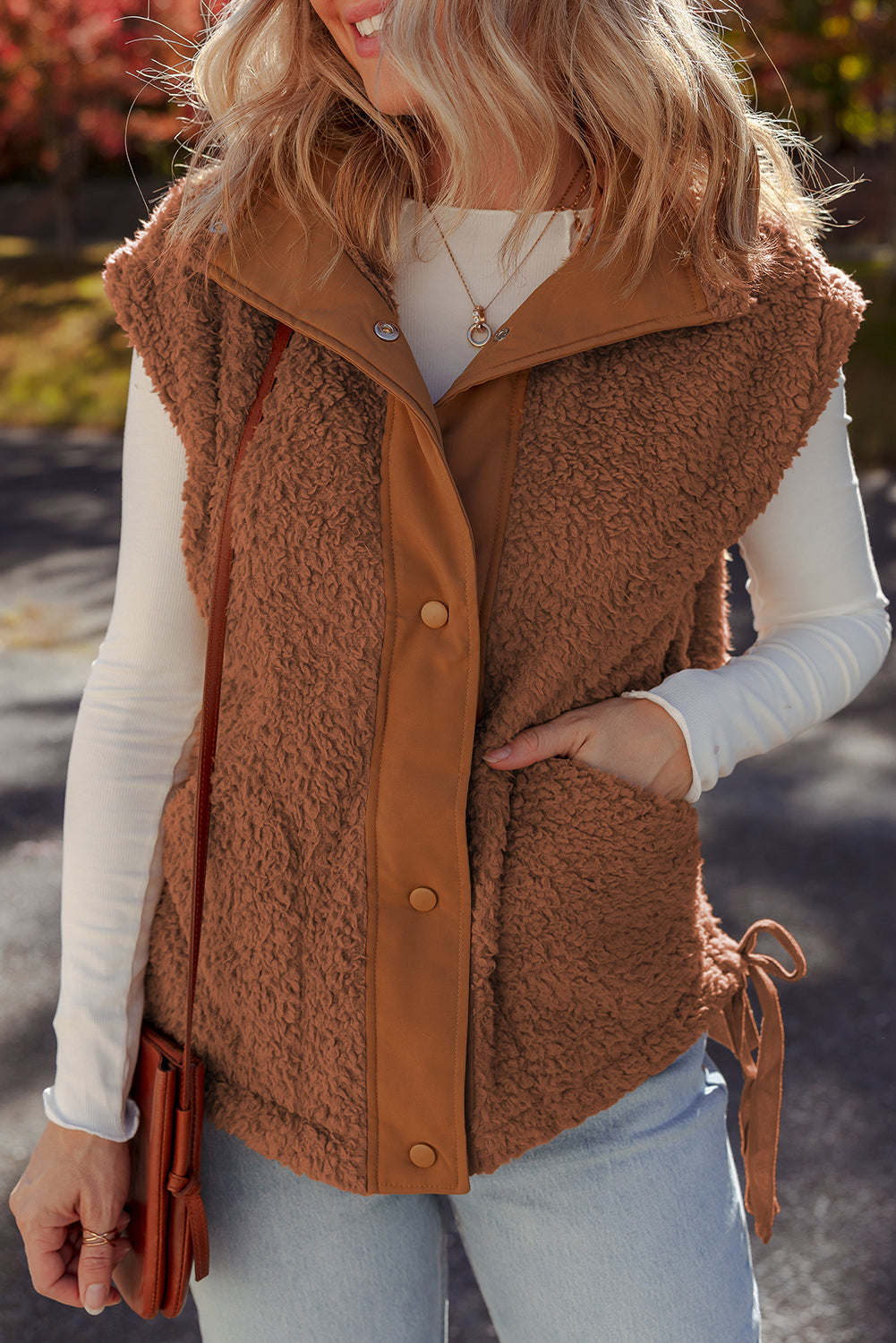 Evelyn Knot Side Plush Vest-0