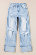 Saige Wash Distressed Straight Jeans-0