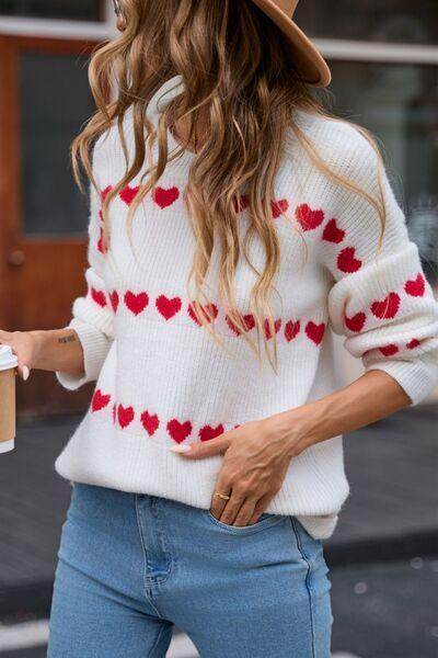 Angel Wings Heart Round Neck Long Sleeve Sweater for Women