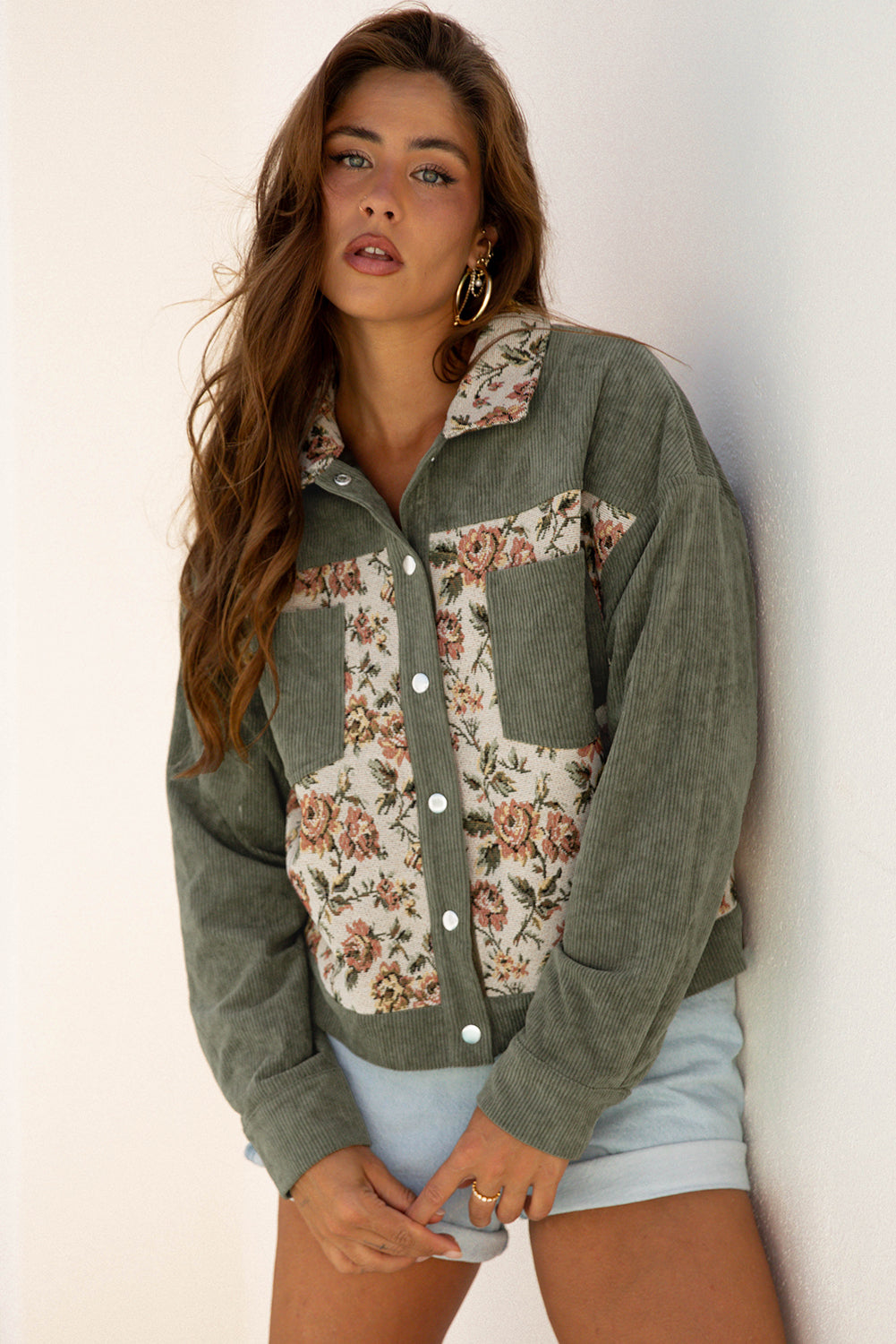 Evelyn Retro Floral Patchwork Shirt-0