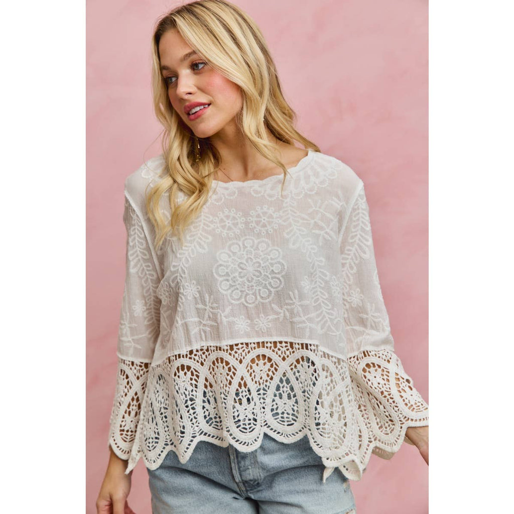 Lyric floral crochet & lace trimmed top