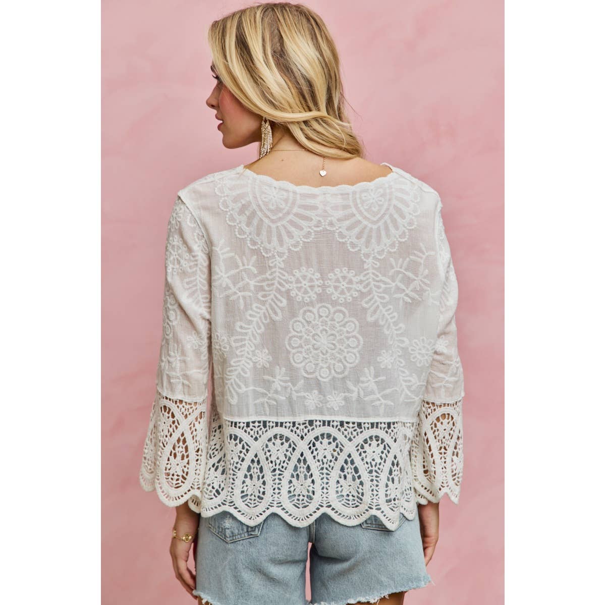 Lyric floral crochet & lace trimmed top