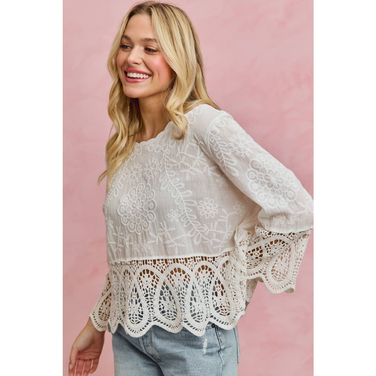 Lyric floral crochet & lace trimmed top
