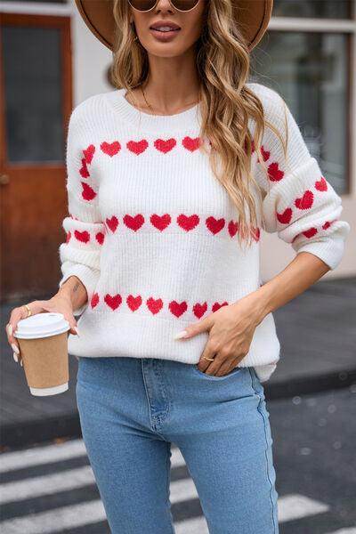 Angel Wings Heart Round Neck Long Sleeve Sweater for Women