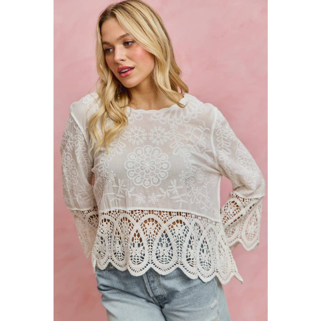Lyric floral crochet & lace trimmed top